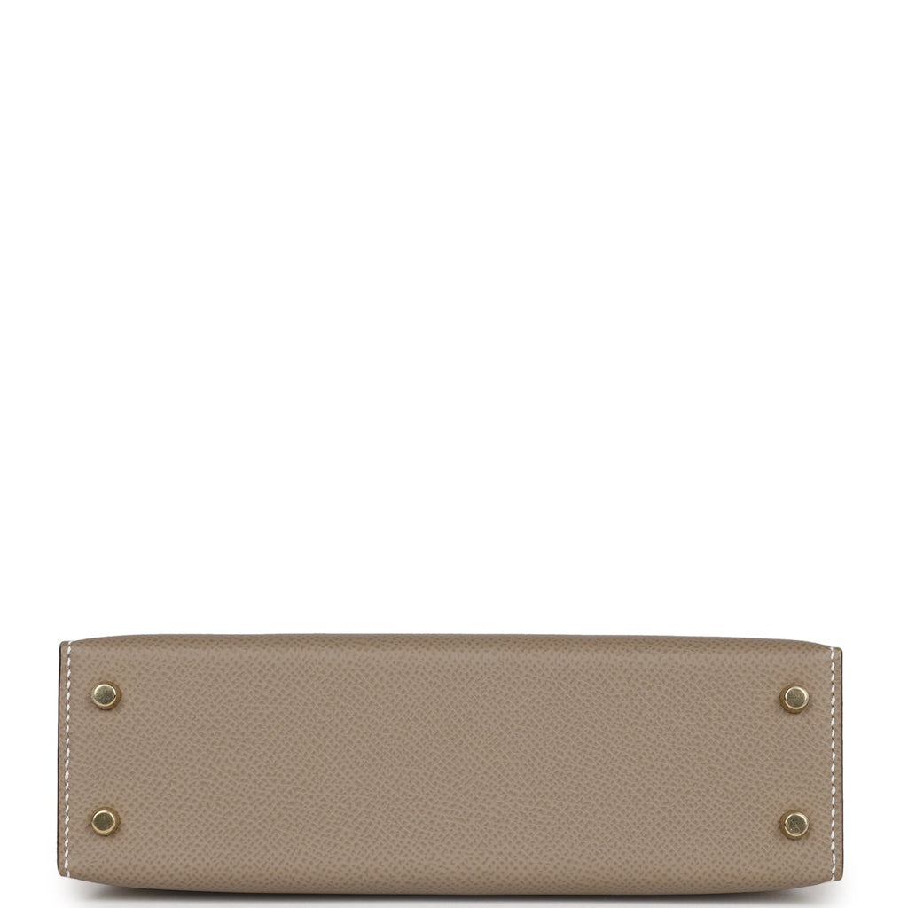 Hermès Special Order (HSS) Kelly 20 Nata and Gris Asphalte Epsom Sellier Gold Hardware