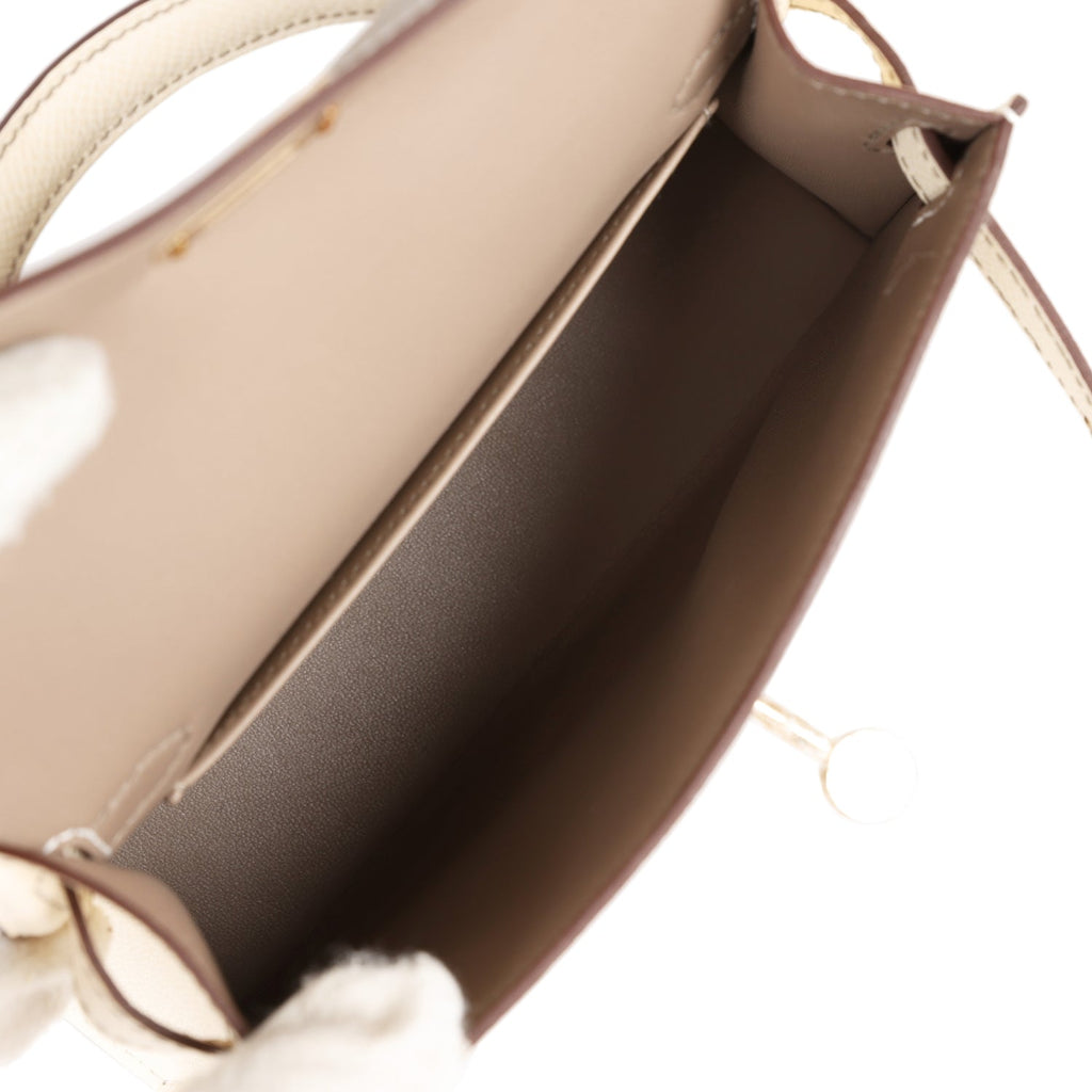 Hermès Special Order (HSS) Kelly 20 Nata and Gris Asphalte Epsom Sellier Gold Hardware