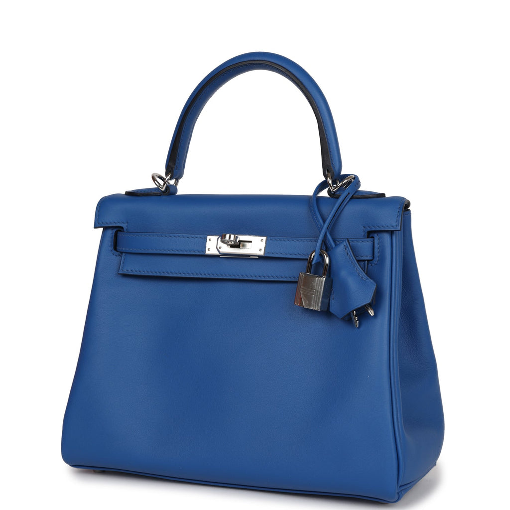 Hermès Kelly Retourne 25 Bleu France Swift Palladium Hardware