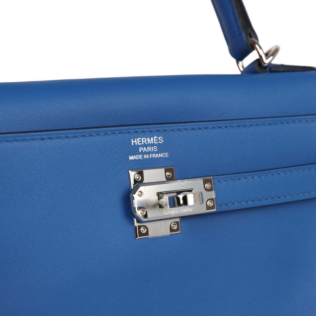 Hermès Kelly Retourne 25 Bleu France Swift Palladium Hardware