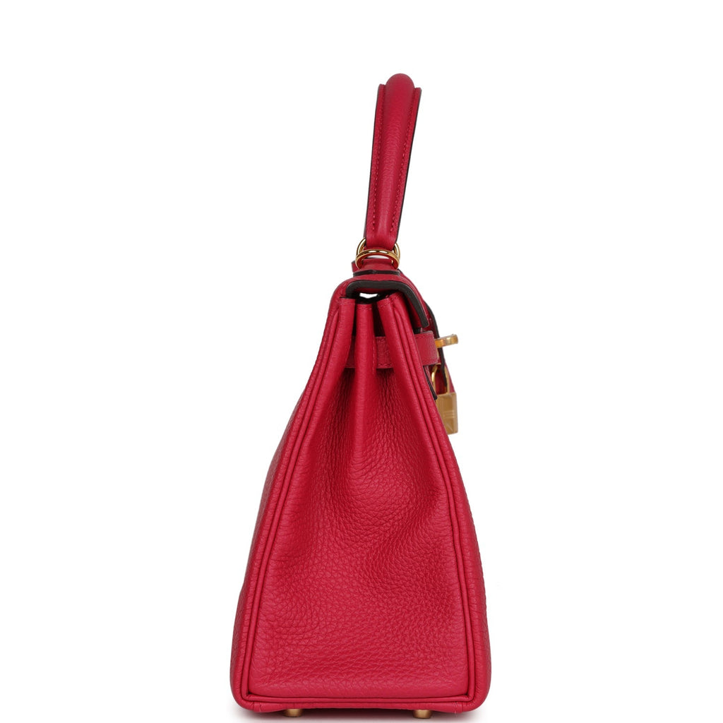 Hermès Kelly Retourne 25 Framboise Togo Gold Hardware