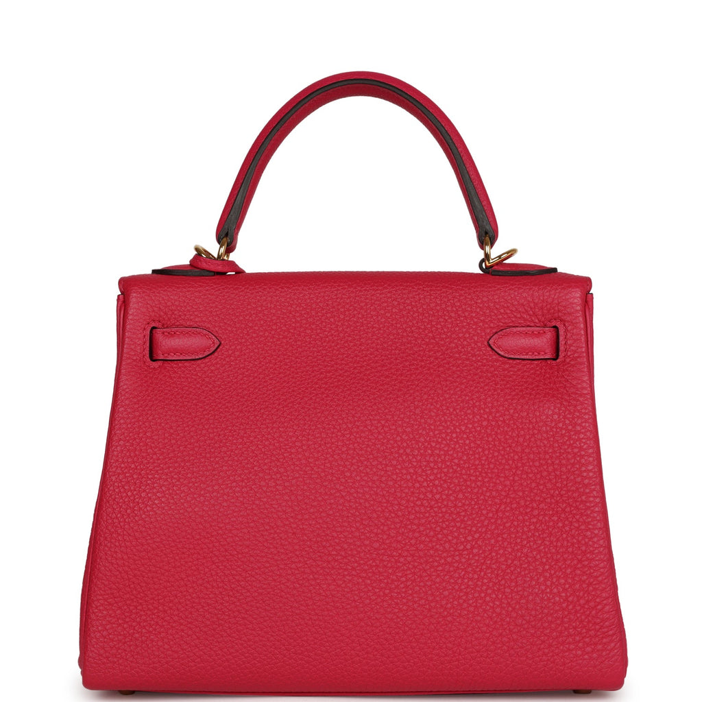 Hermès Kelly Retourne 25 Framboise Togo Gold Hardware