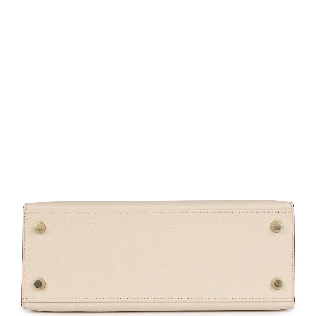 Hermès Special Order (HSS) Kelly Sellier 25 Craie and Bleu Glacier Epsom Brushed Gold Hardware