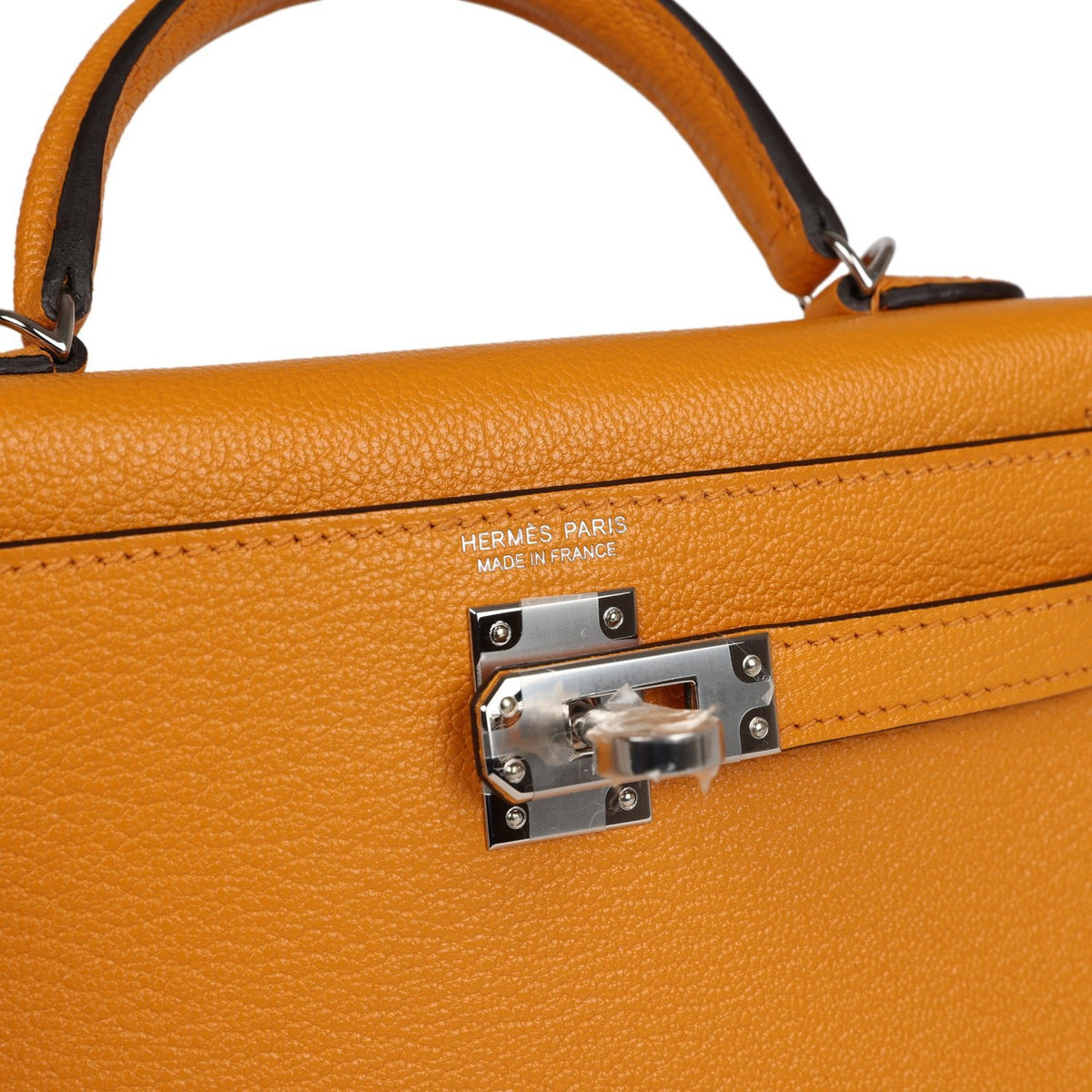 Hermès Kelly Sellier 20 Moutarde Chevre Palladium Hardware