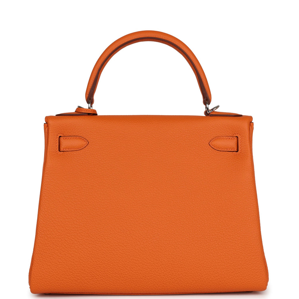 Hermès Kelly Retourne 28 Orange Togo Palladium Hardware