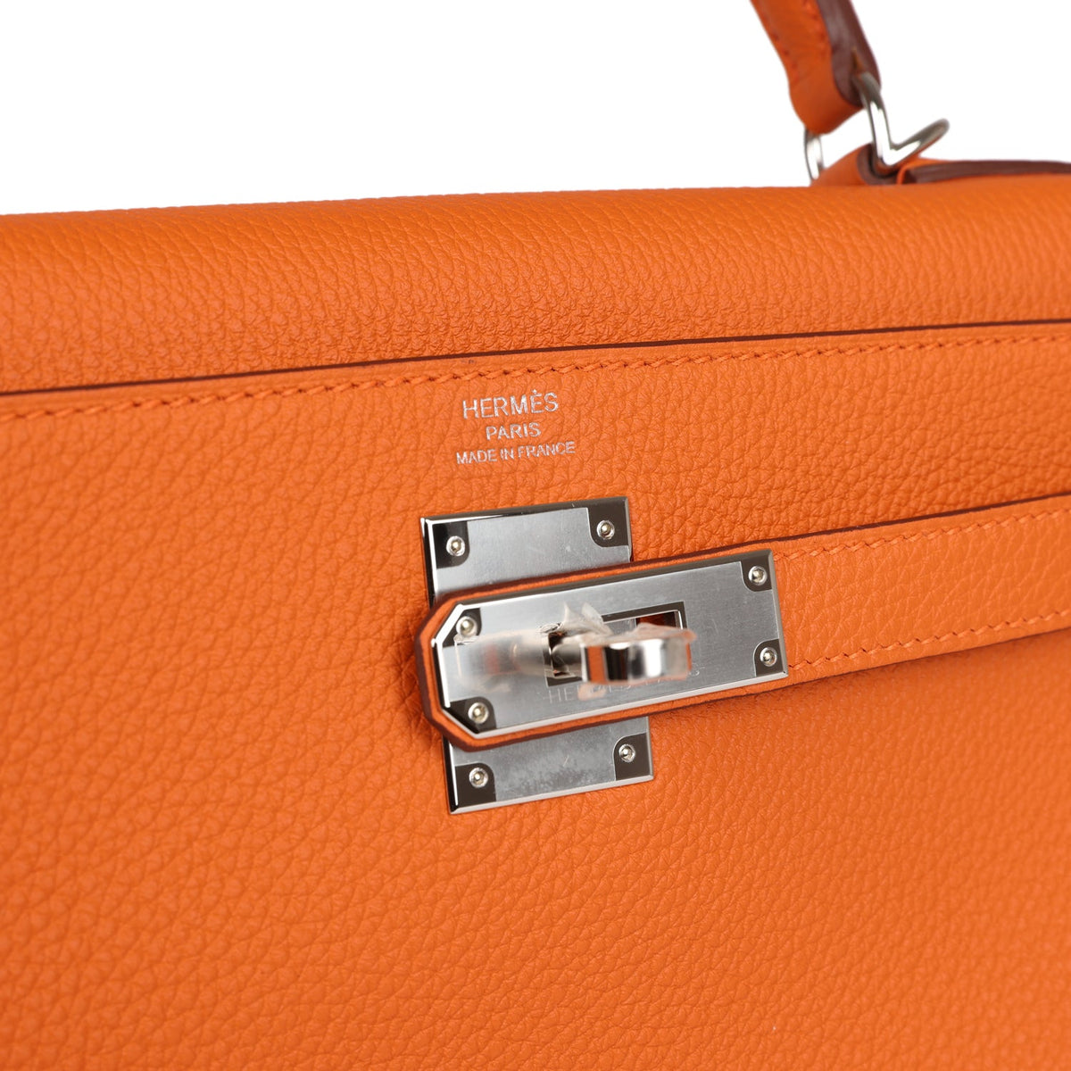 Hermès Kelly Retourne 28 Orange Togo Palladium Hardware