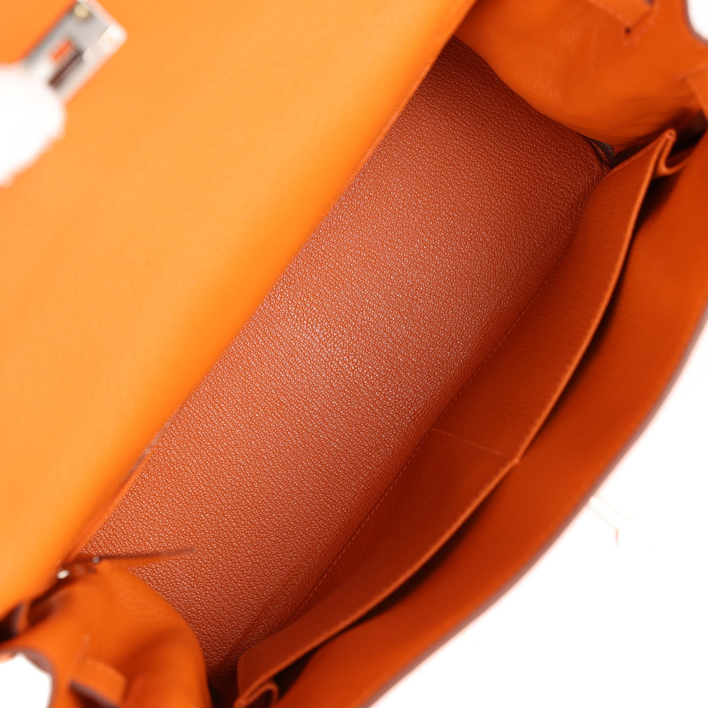 Hermès Kelly Retourne 28 Orange Togo Palladium Hardware