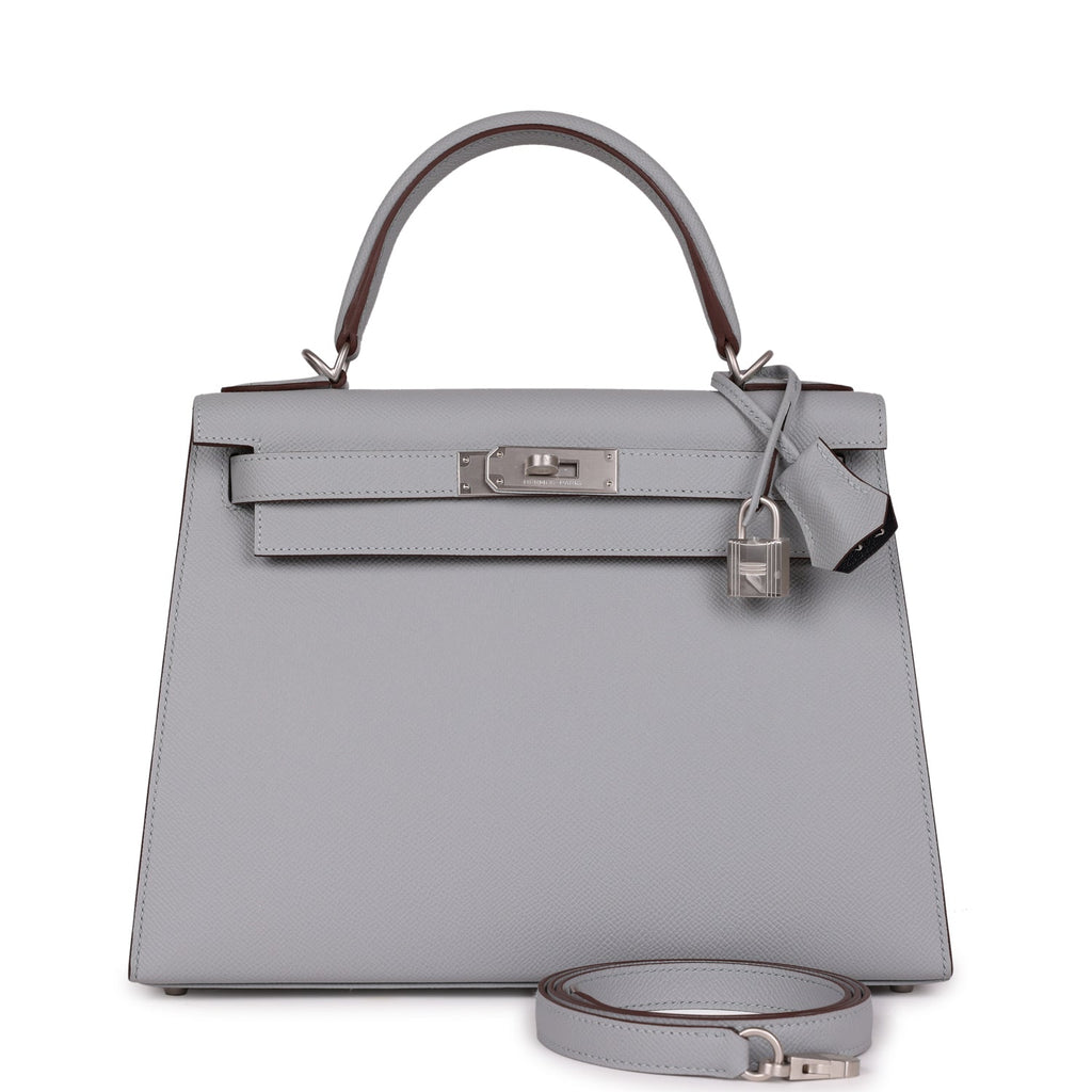 Hermès Special Order (HSS) Kelly Sellier 28 Bleu Glacier Verso Epsom Brushed Palladium Hardware