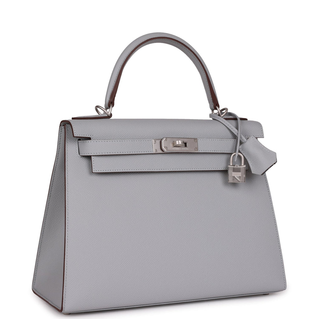 Hermès Special Order (HSS) Kelly Sellier 28 Bleu Glacier Verso Epsom Brushed Palladium Hardware