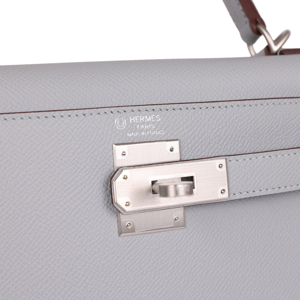 Hermès Special Order (HSS) Kelly Sellier 28 Bleu Glacier Verso Epsom Brushed Palladium Hardware