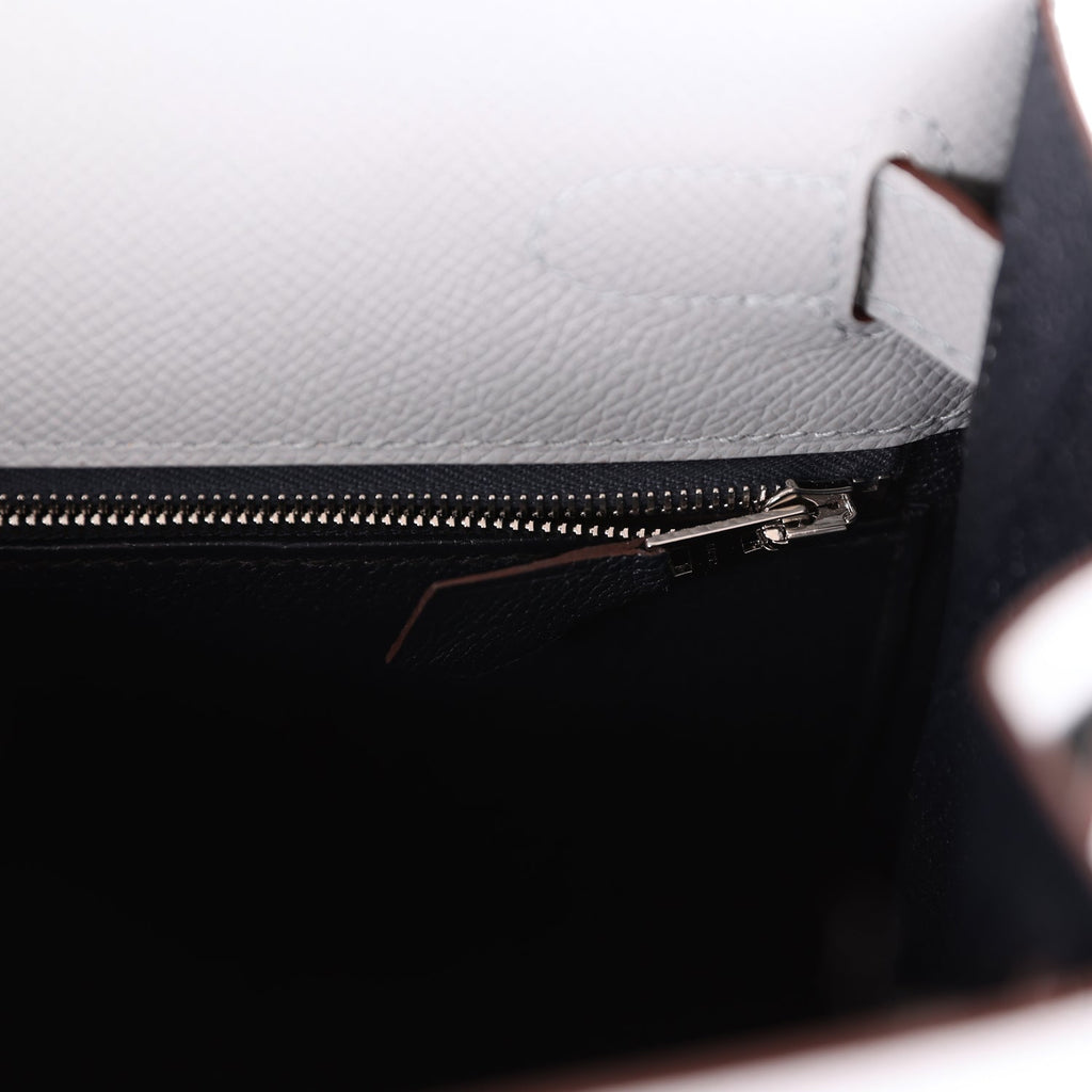 Hermès Special Order (HSS) Kelly Sellier 28 Bleu Glacier Verso Epsom Brushed Palladium Hardware