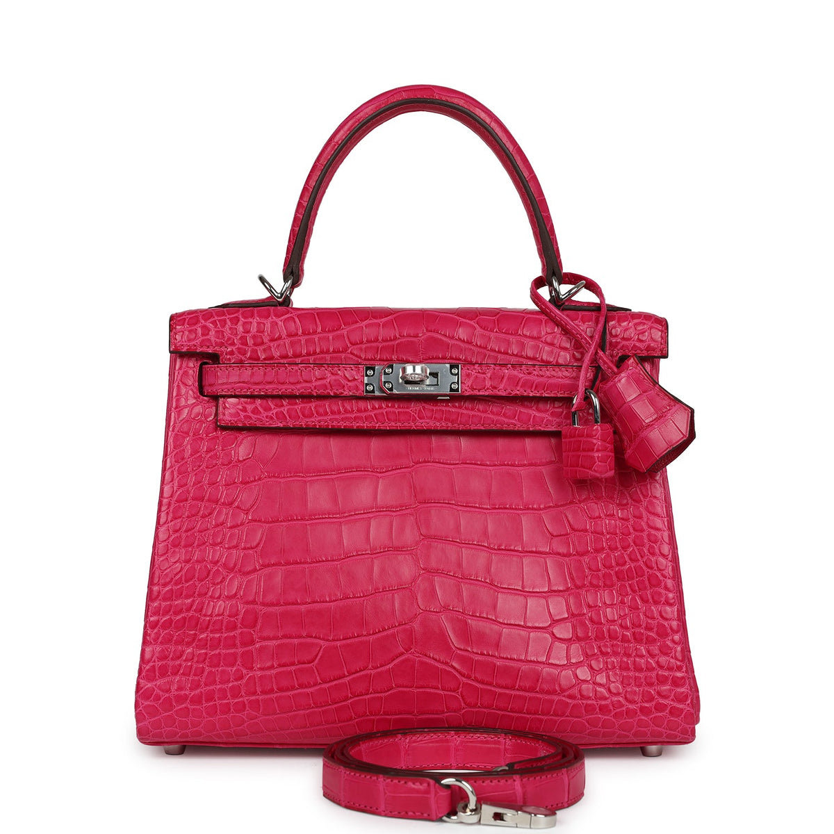 Hermès Kelly Retourne 25 Framboise Matte Faux Leather Palladium Hardware