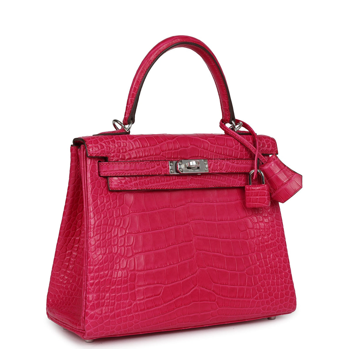 Hermès Kelly Retourne 25 Framboise Matte Faux Leather Palladium Hardware