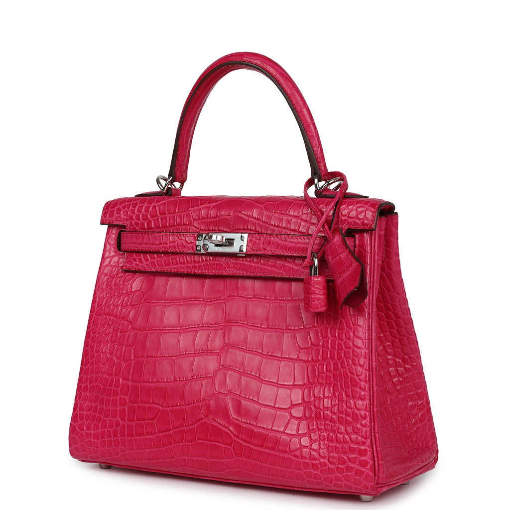 Hermès Kelly Retourne 25 Framboise Matte Faux Leather Palladium Hardware