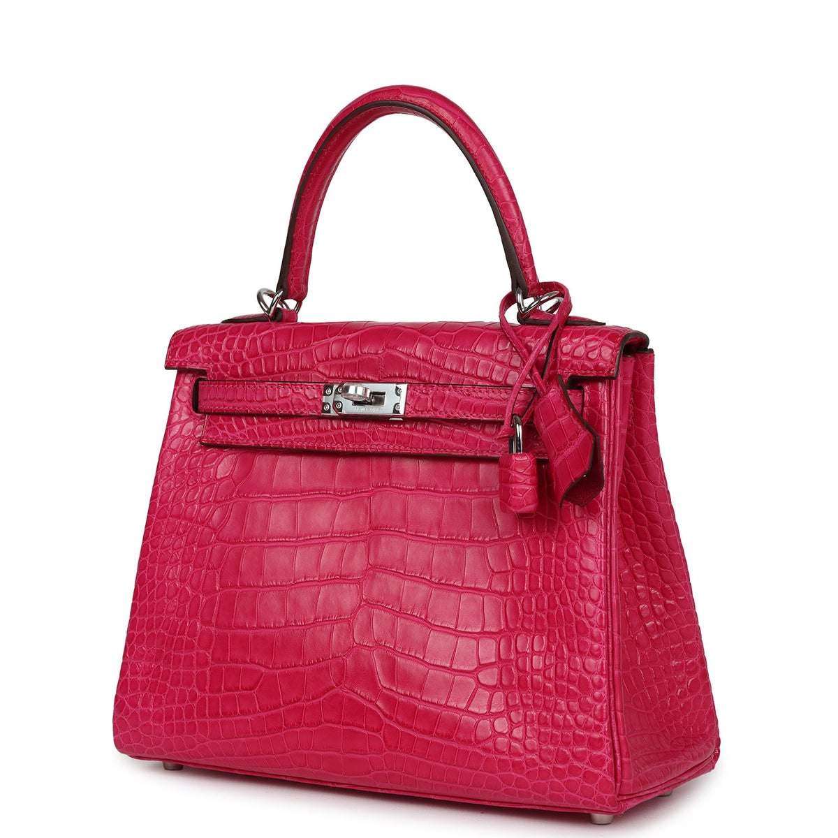 Hermès Kelly Retourne 25 Framboise Matte Faux Leather Palladium Hardware