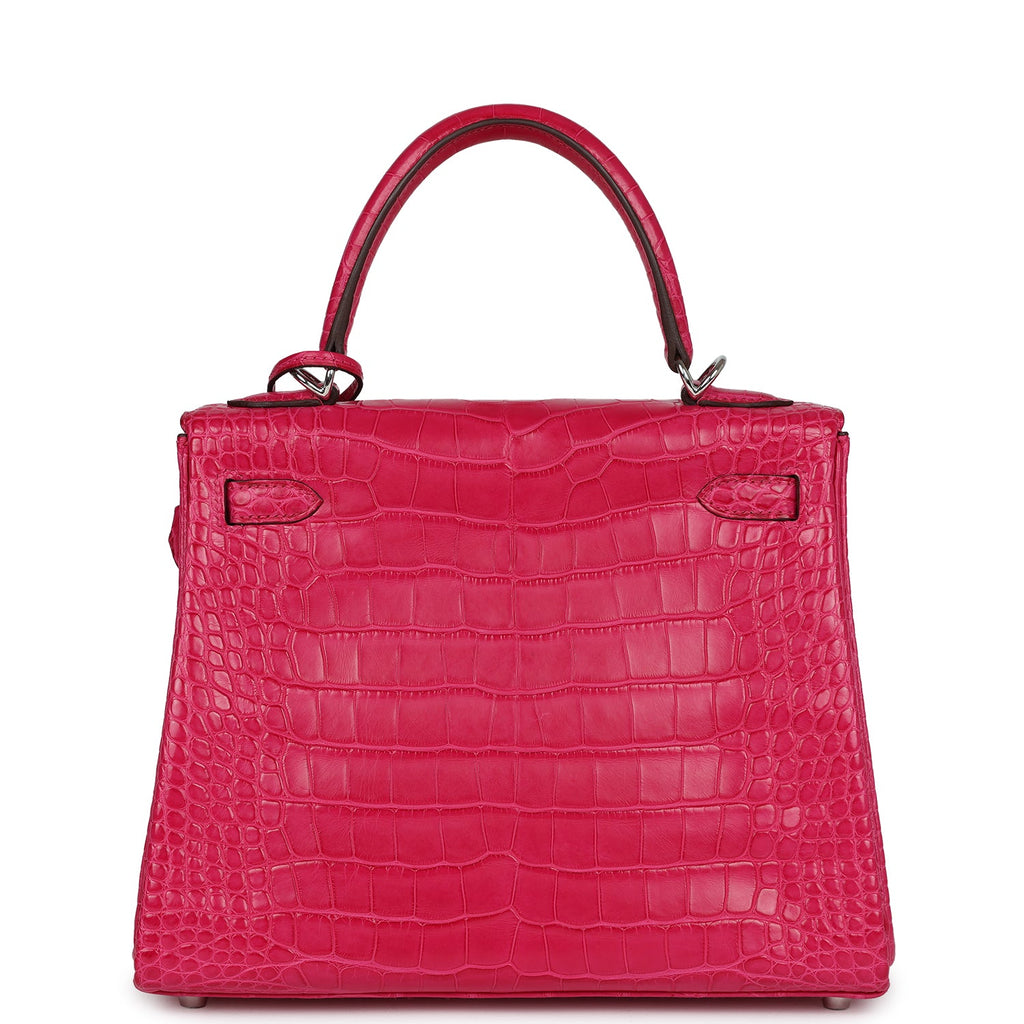 Hermès Kelly Retourne 25 Framboise Matte Faux Leather Palladium Hardware
