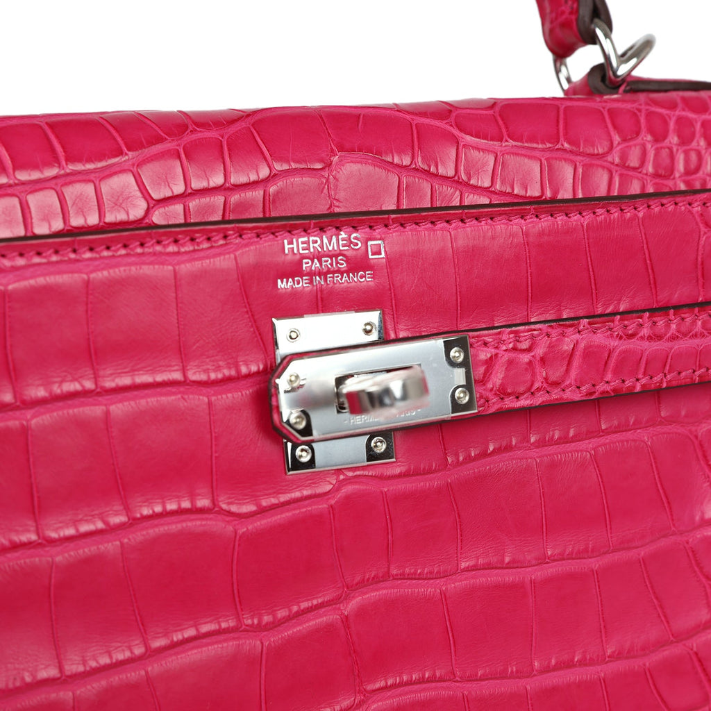 Hermès Kelly Retourne 25 Framboise Matte Faux Leather Palladium Hardware