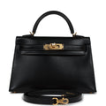 Hermès Kelly Sellier 20 Black Box Gold Hardware