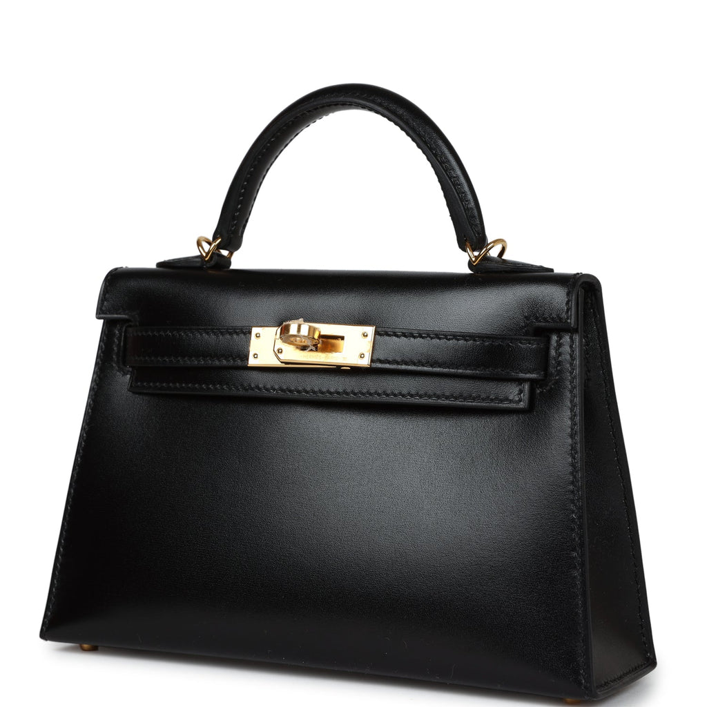 Hermès Kelly Sellier 20 Black Box Gold Hardware
