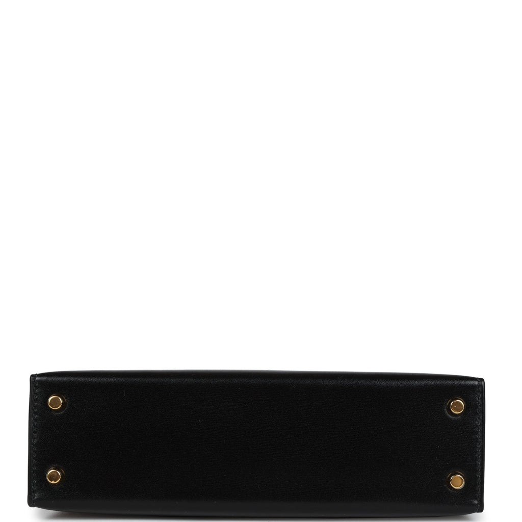 Hermès Kelly Sellier 20 Black Box Gold Hardware