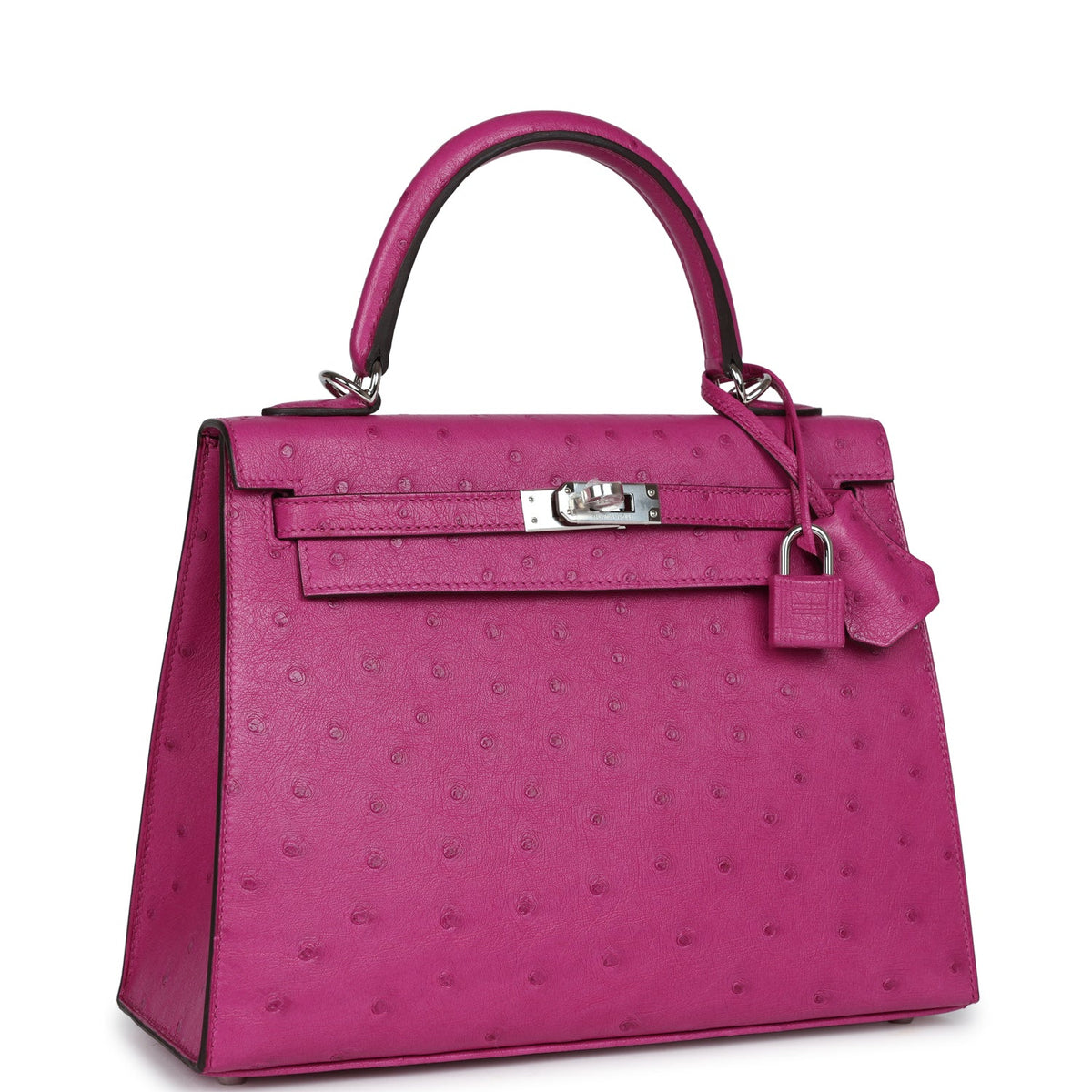 Hermès Kelly Sellier 25 Rose Pourpre Ostrich Palladium Hardware