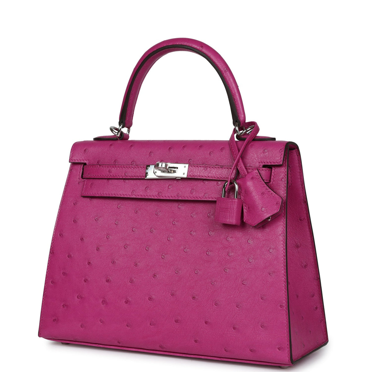 Hermès Kelly Sellier 25 Rose Pourpre Ostrich Palladium Hardware