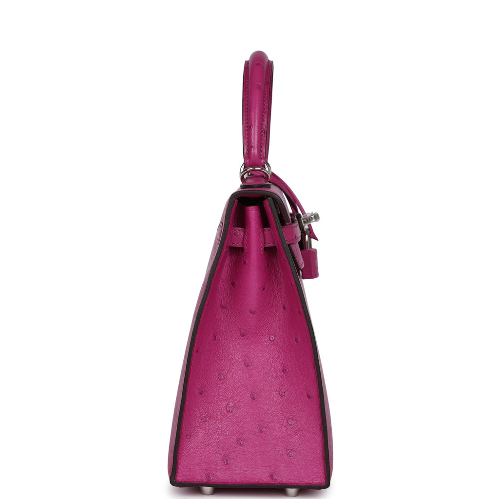 Hermès Kelly Sellier 25 Rose Pourpre Ostrich Palladium Hardware