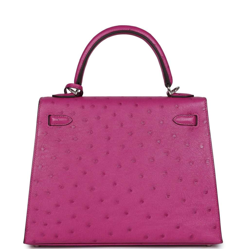 Hermès Kelly Sellier 25 Rose Pourpre Ostrich Palladium Hardware