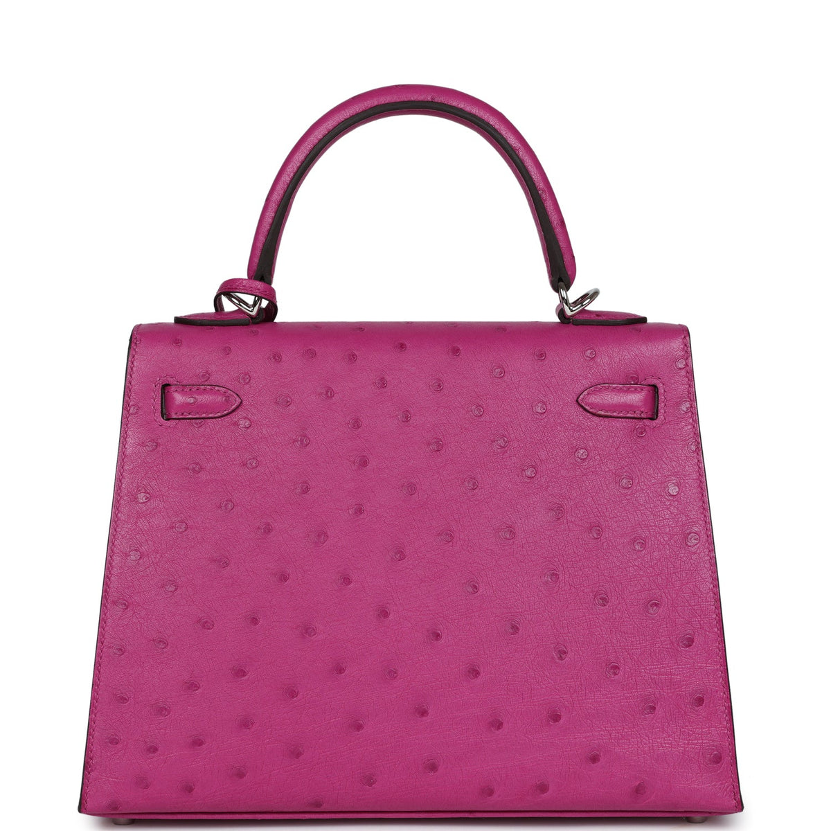 Hermès Kelly Sellier 25 Rose Pourpre Ostrich Palladium Hardware