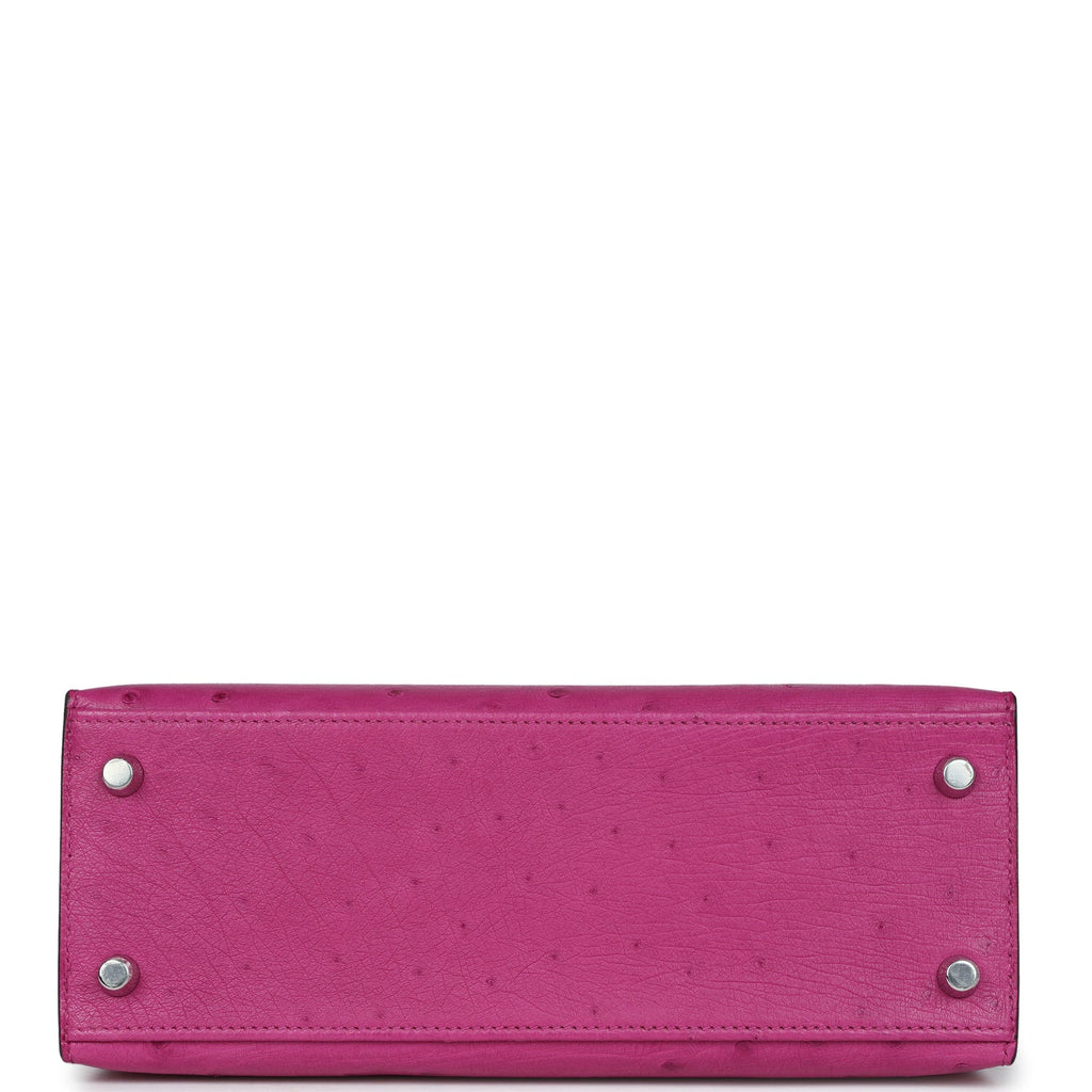 Hermès Kelly Sellier 25 Rose Pourpre Ostrich Palladium Hardware