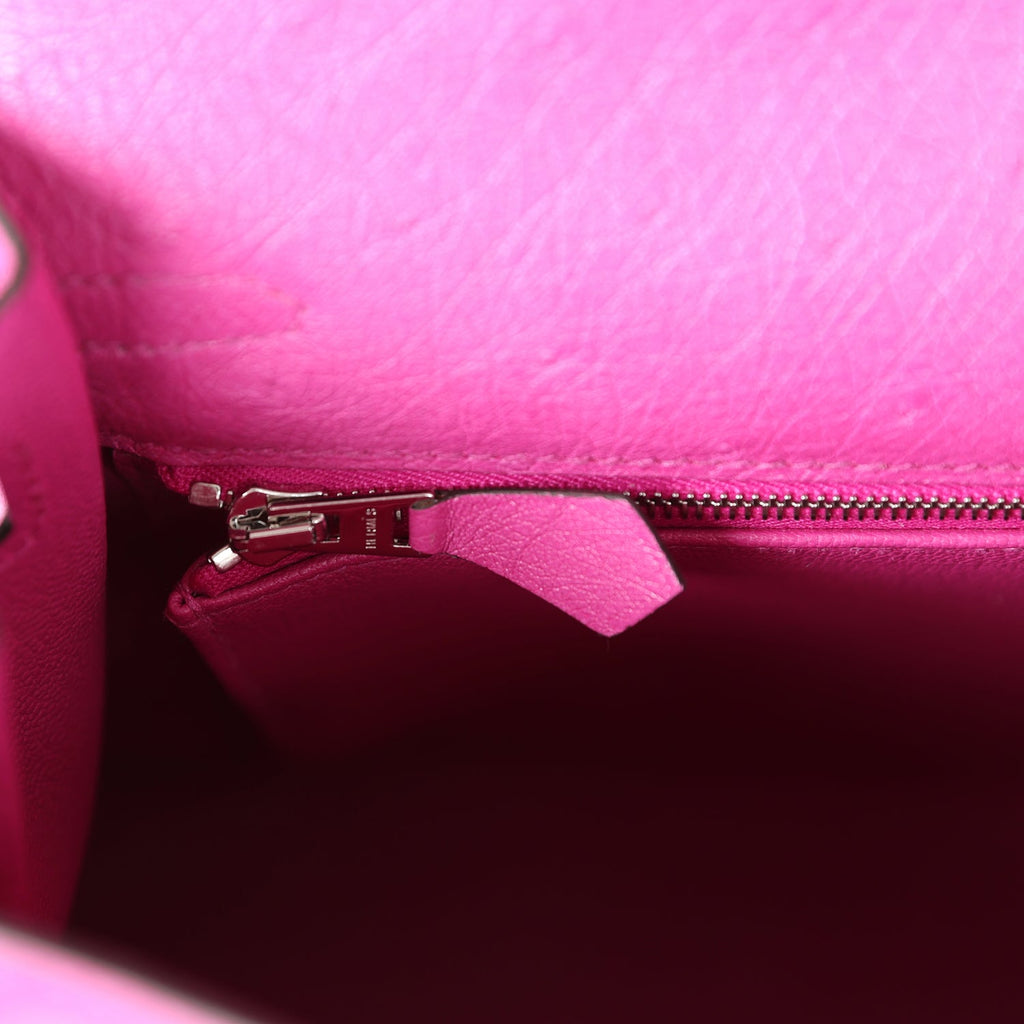 Hermès Kelly Sellier 25 Rose Pourpre Ostrich Palladium Hardware