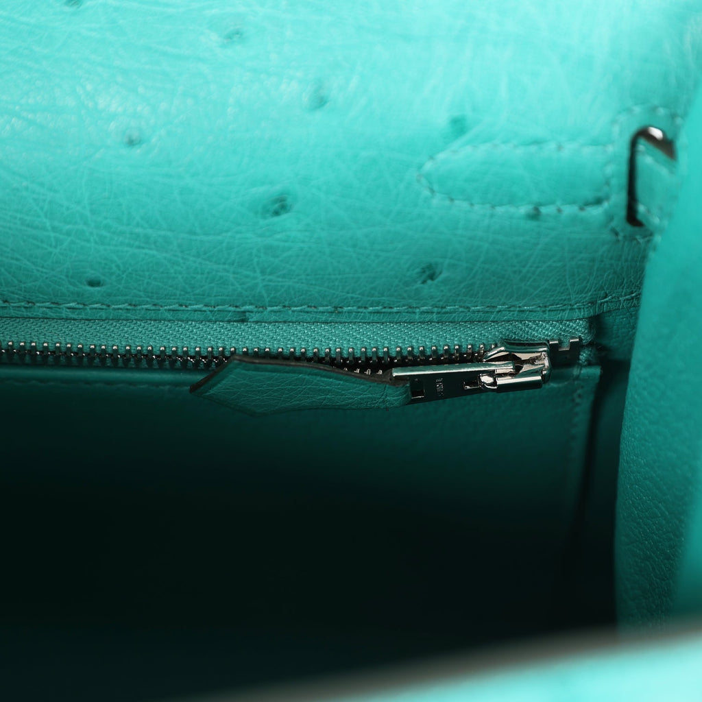 Hermès Kelly Sellier 25 Vert Verone Ostrich Palladium Hardware