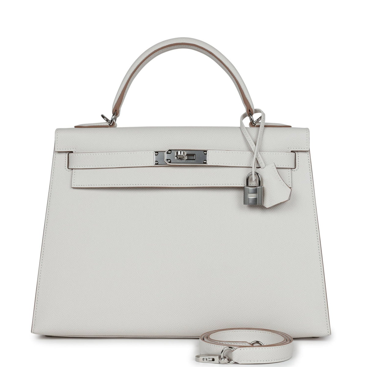 Hermès Kelly Sellier 32 Gris Pale Epsom Palladium Hardware