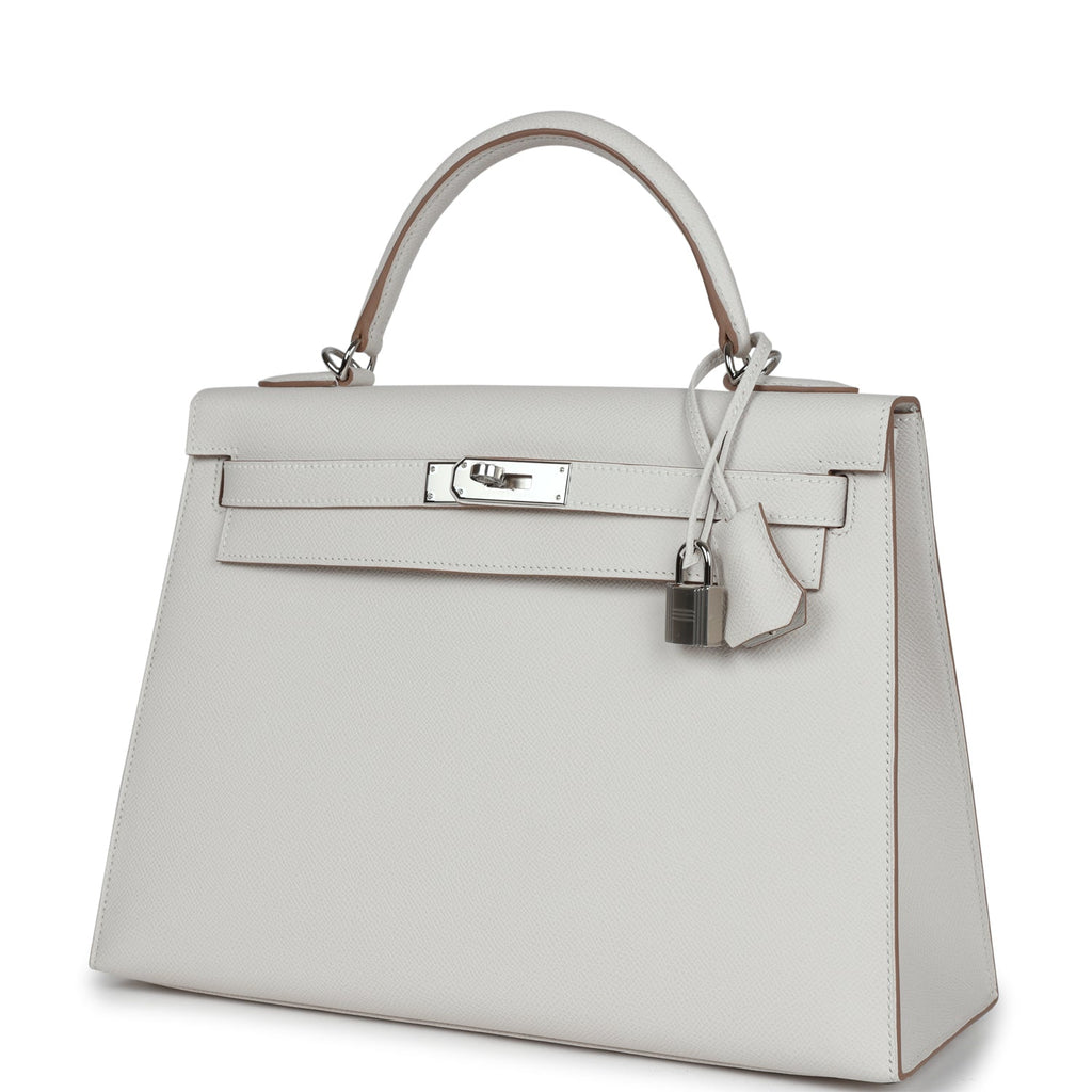 Hermès Kelly Sellier 32 Gris Pale Epsom Palladium Hardware