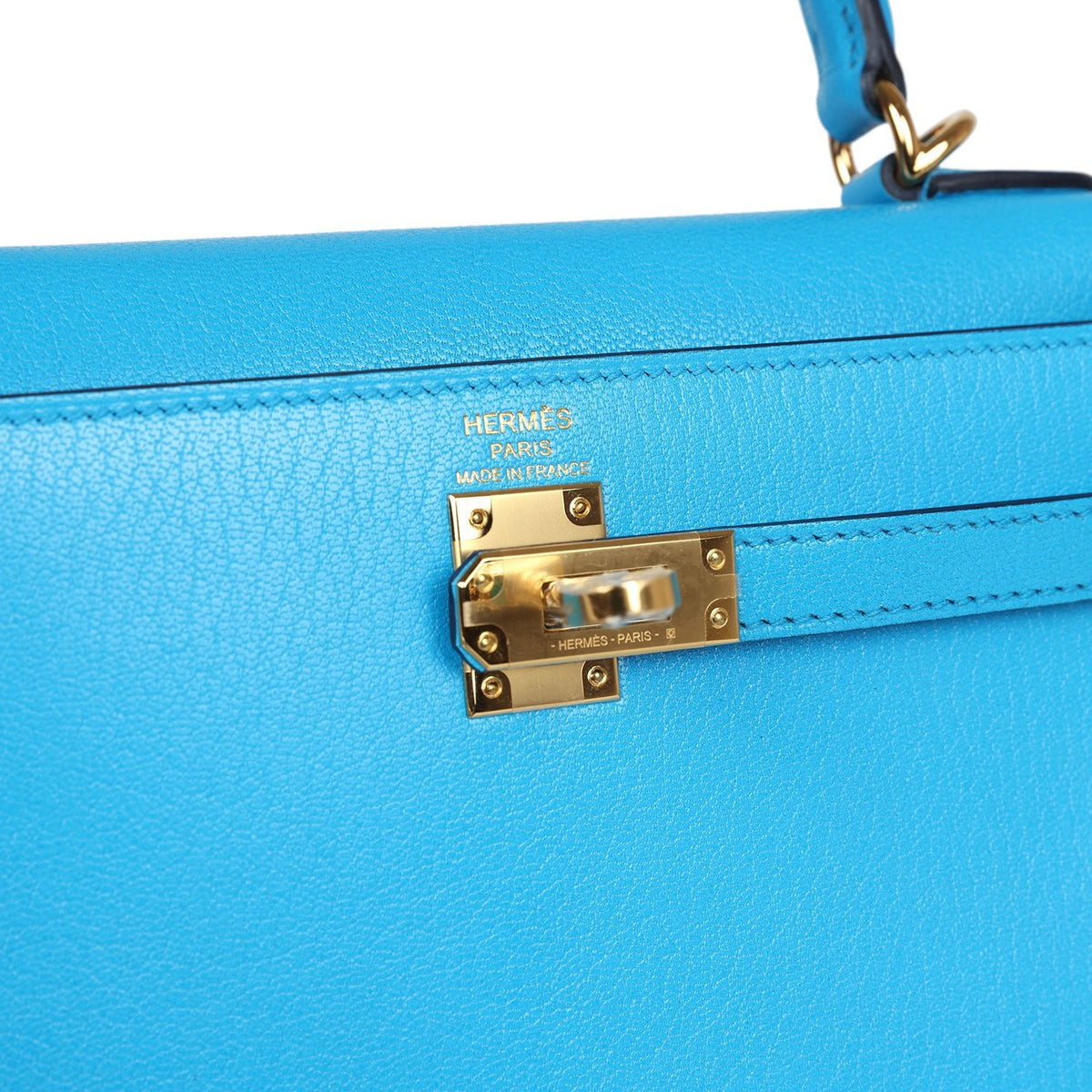Hermès Kelly Sellier 25 Bleu Frida Chevre Gold Hardware