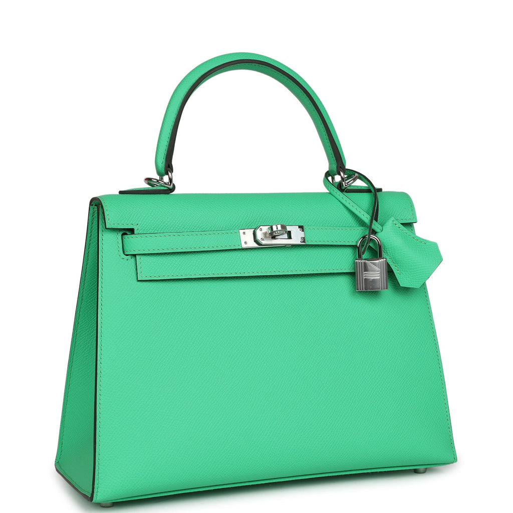 Hermès Kelly Sellier 25 Vert Comics Epsom Palladium Hardware