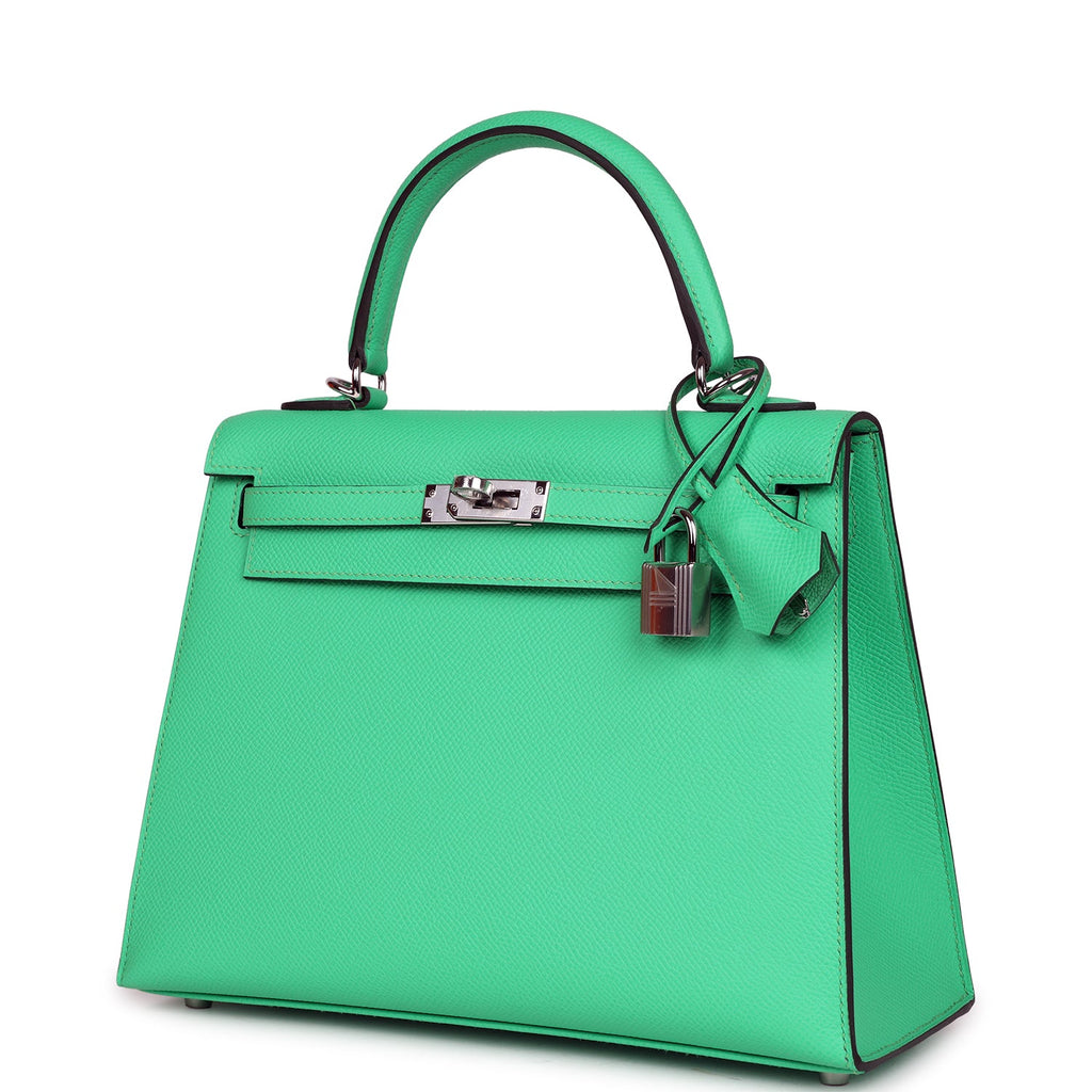 Hermès Kelly Sellier 25 Vert Comics Epsom Palladium Hardware
