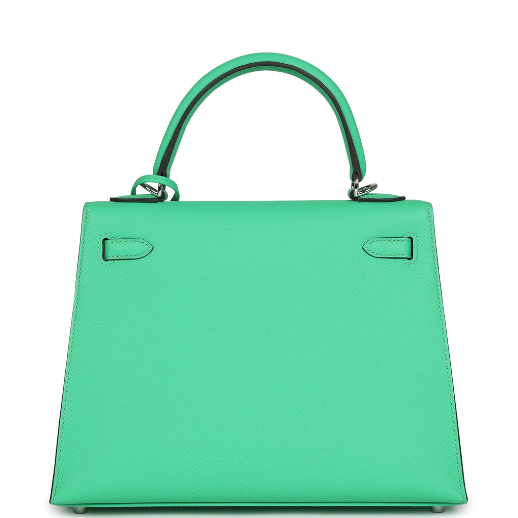 Hermès Kelly Sellier 25 Vert Comics Epsom Palladium Hardware