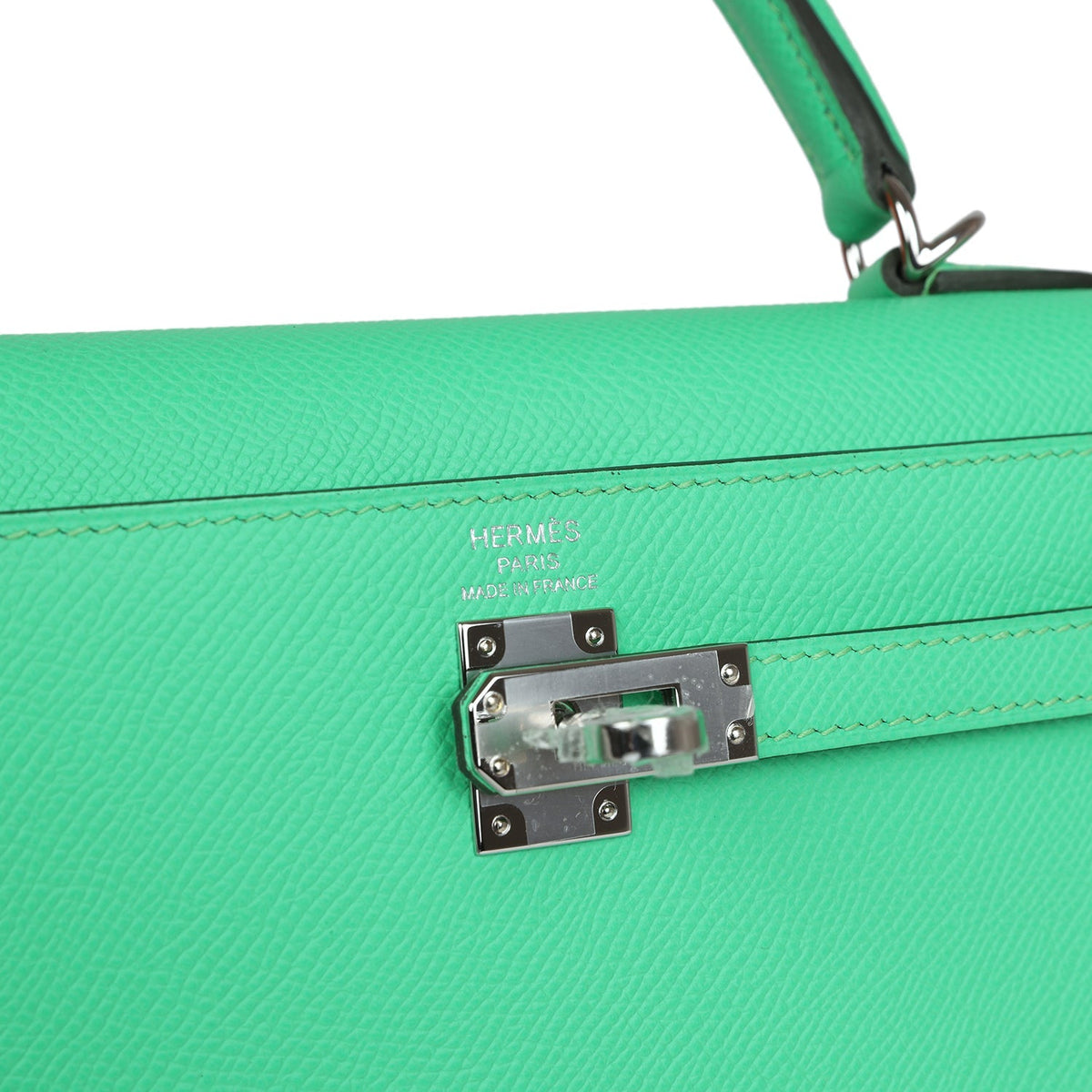 Hermès Kelly Sellier 25 Vert Comics Epsom Palladium Hardware