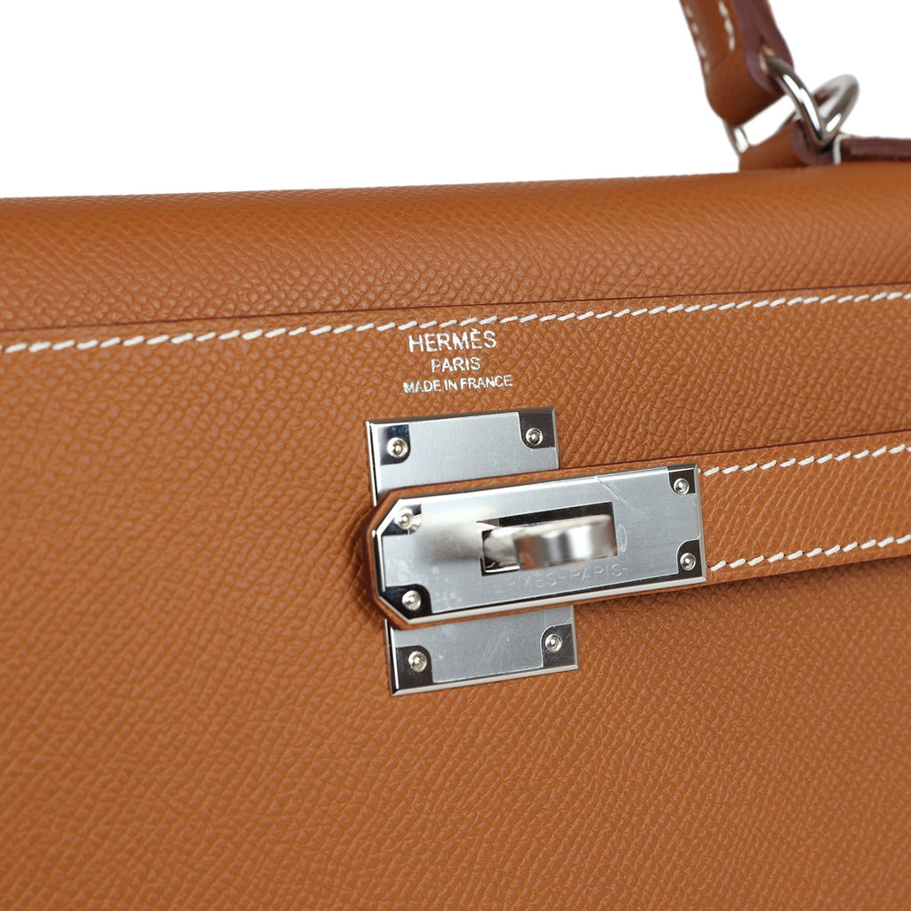 Hermès Kelly Sellier 28 Gold Epsom Palladium Hardware
