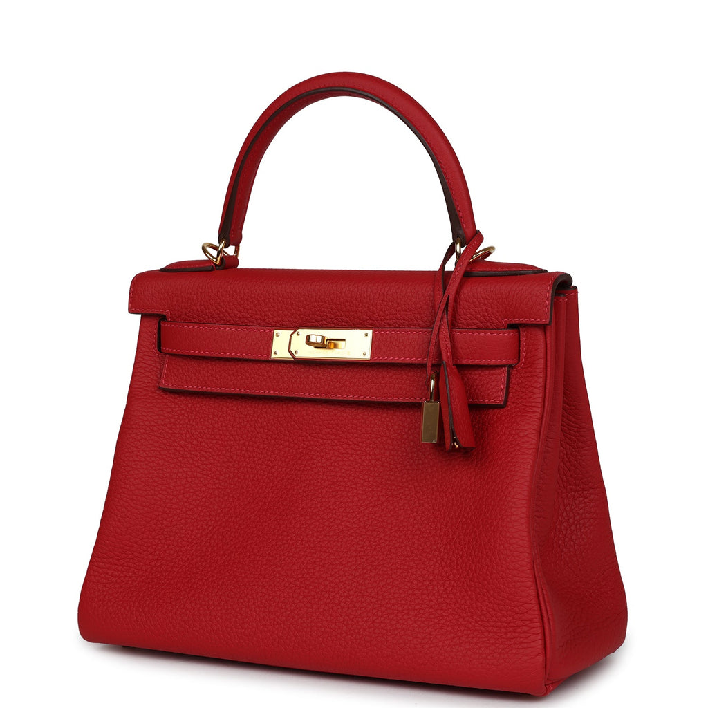 Hermès Kelly Retourne 28 Vermillion Clemence Gold Hardware