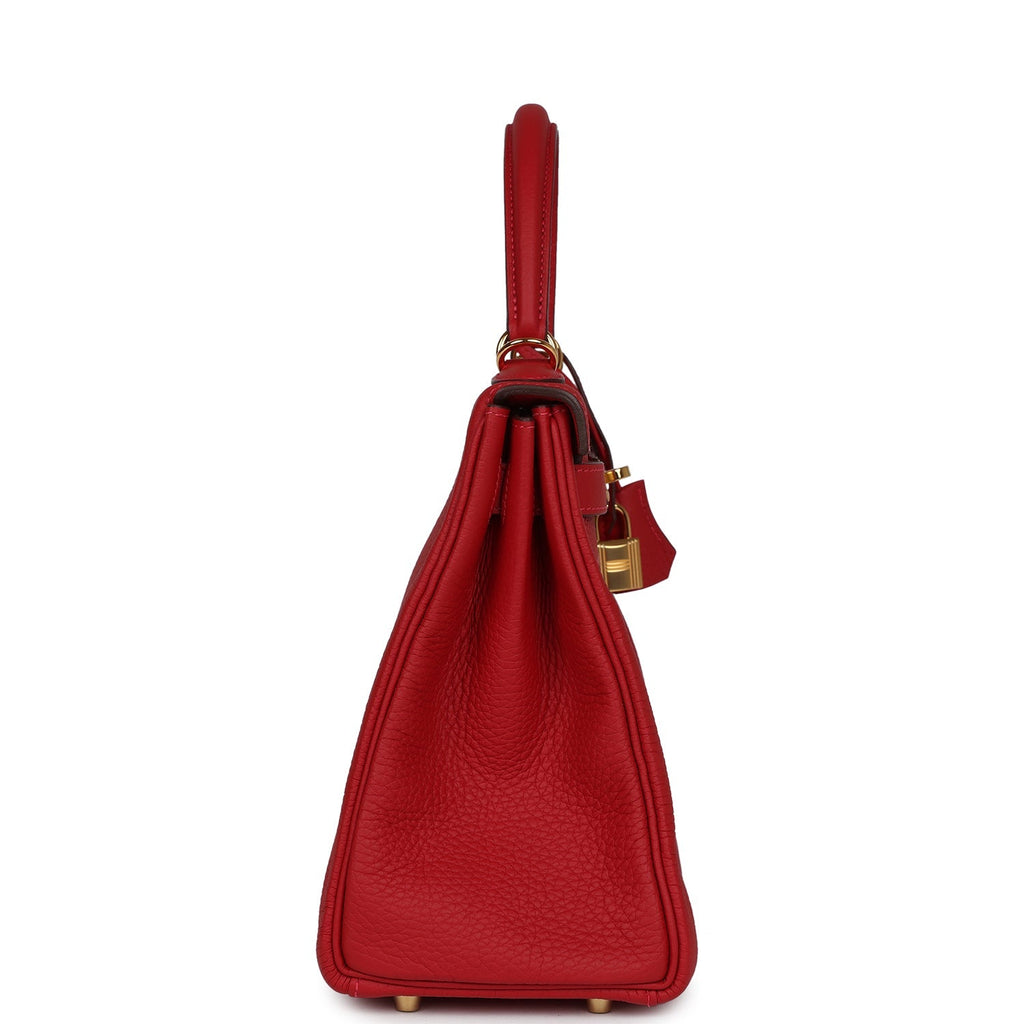 Hermès Kelly Retourne 28 Vermillion Clemence Gold Hardware