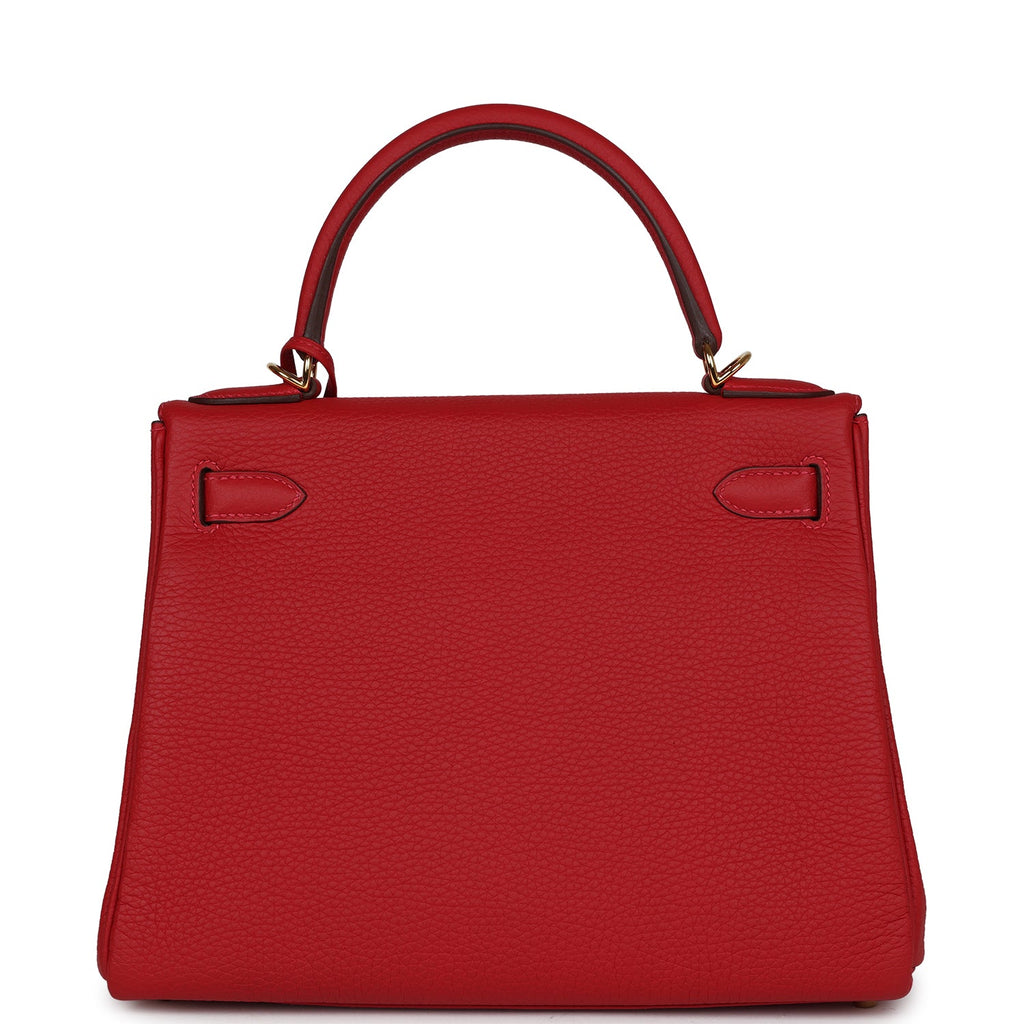 Hermès Kelly Retourne 28 Vermillion Clemence Gold Hardware