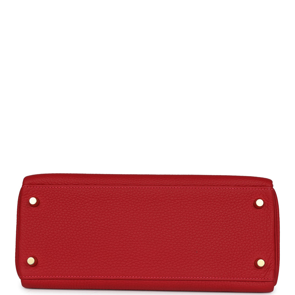 Hermès Kelly Retourne 28 Vermillion Clemence Gold Hardware