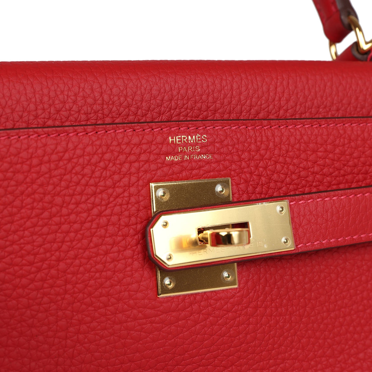 Hermès Kelly Retourne 28 Vermillion Clemence Gold Hardware