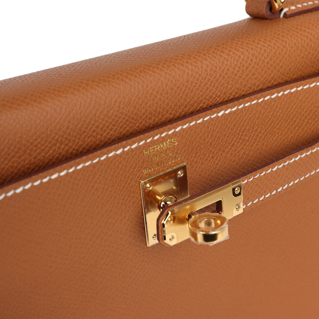 Hermès Kelly Sellier 25 Gold Epsom Gold Hardware