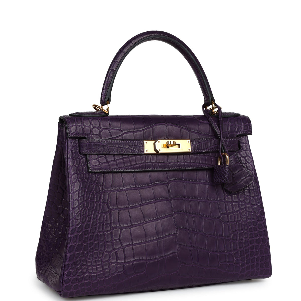Hermès Kelly Retourne 28 Amethyst Matte Faux Leather Gold Hardware