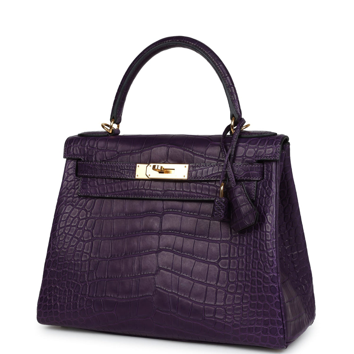 Hermès Kelly Retourne 28 Amethyst Matte Faux Leather Gold Hardware