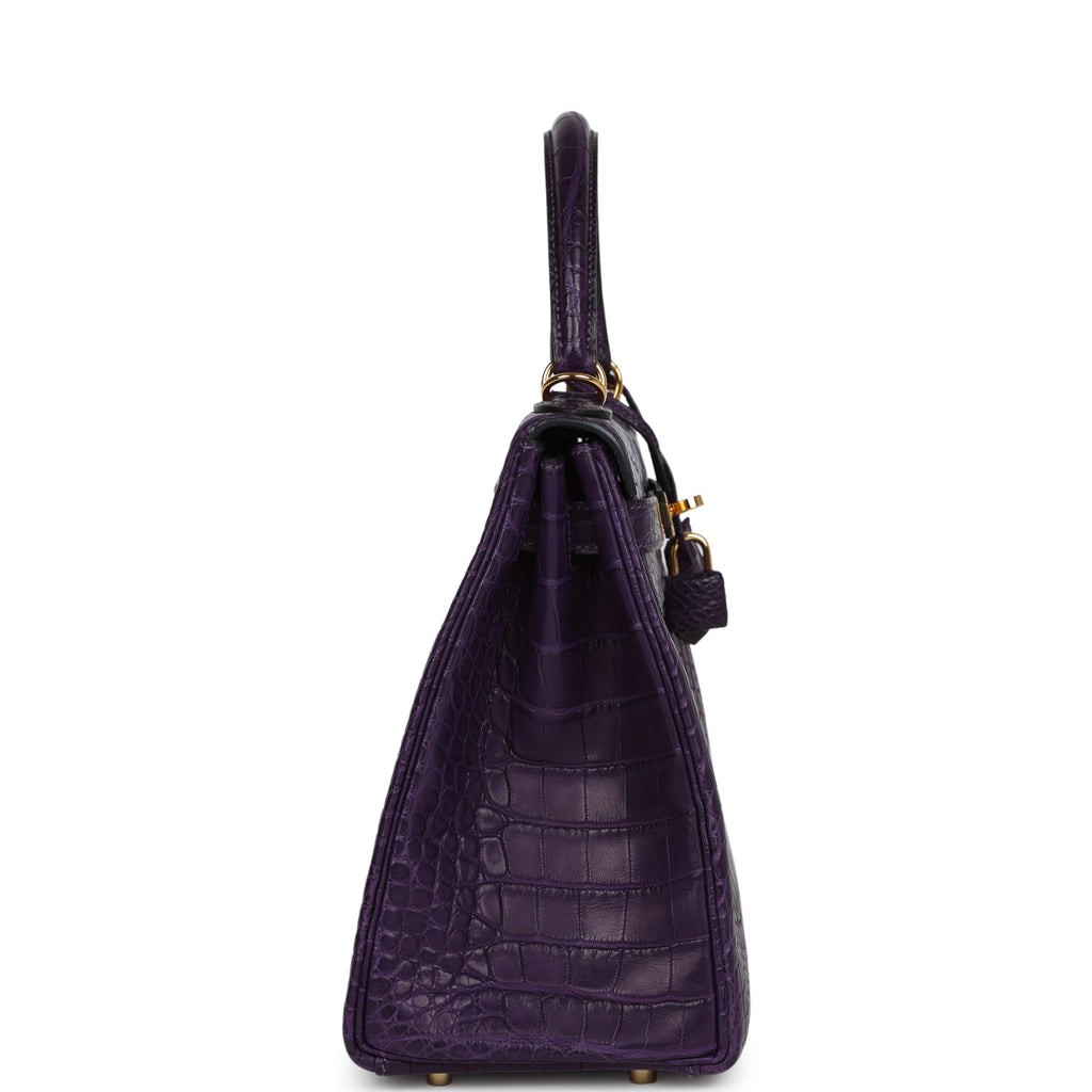 Hermès Kelly Retourne 28 Amethyst Matte Faux Leather Gold Hardware