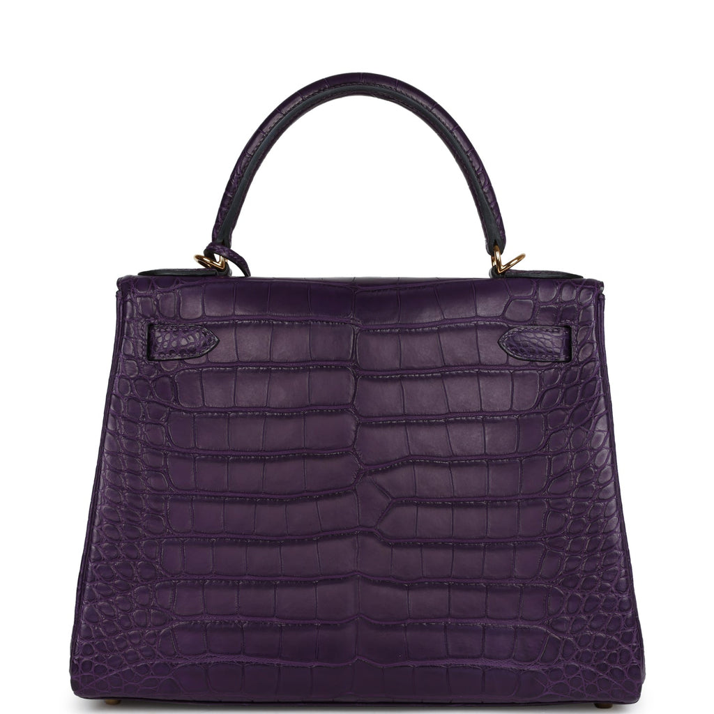Hermès Kelly Retourne 28 Amethyst Matte Faux Leather Gold Hardware